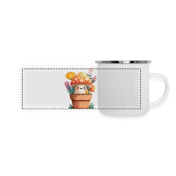 Little mushroom friend in a flower pot - Panoramic Camper Mug - white - Front