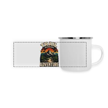 Trailrunning-Abenteuer - Panorama Emaille-Tasse - Weiß - Vorne