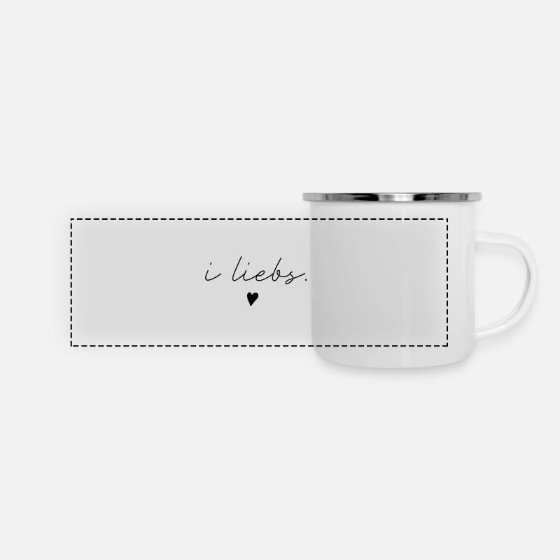 i liebs schriftzug - Panorama Emaille-Tasse - Weiß