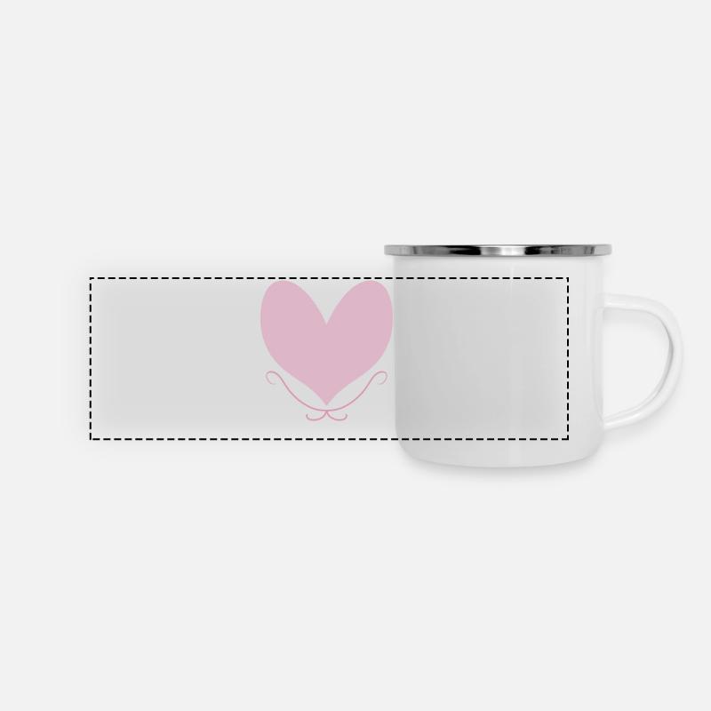 COEUR Rose - Mug panoramique émaillé - blanc