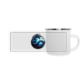 Art mystique du cercle du dragon bleu - Mug panoramique émaillé - blanc - Devant