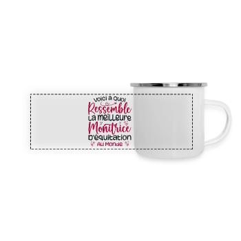 Der beste Reitlehrer der Welt - Panorama Emaille-Tasse - Weiß - Vorne