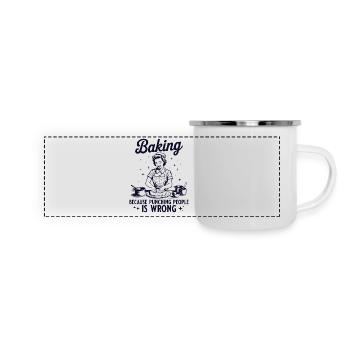 Backen Vintage Hausfrau - Hobby Bäckerin - Panorama Emaille-Tasse - Weiß - Vorne