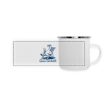 Gans Gechillt - Coole Gans im Liegestuhl - Panorama Emaille-Tasse - Weiß - Vorne