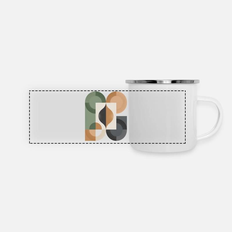 Geometric Yin Yang Circle Art - Panoramic Camper Mug - white