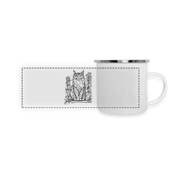 Majestätische Katze mit Hanf: Stolzer Stubentiger - Panorama Emaille-Tasse - Weiß - Vorne