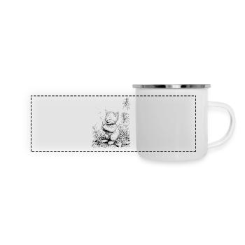 Kitten with joint Relaxed house tiger in the grass - Panoramic Camper Mug - white - Front