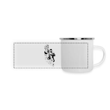 Alpinisme Zugspitze : grimpeur de sommet avec mousqueton - Mug panoramique émaillé - blanc - Devant