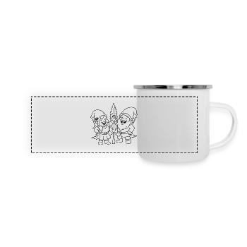 Zwergenfreunde mit Cannabisblatt - Panorama Emaille-Tasse - Weiß - Vorne