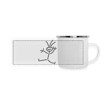 maennchen__winken_1c - Panorama Emaille-Tasse - Weiß - Vorne