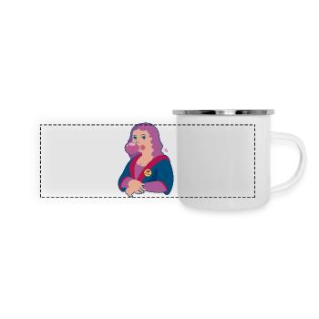 Mona Lisa Chicle - Panorama Emaille-Tasse - Weiß - Vorne