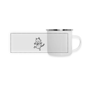 Boese Katze - Panorama Emaille-Tasse - Weiß - Vorne