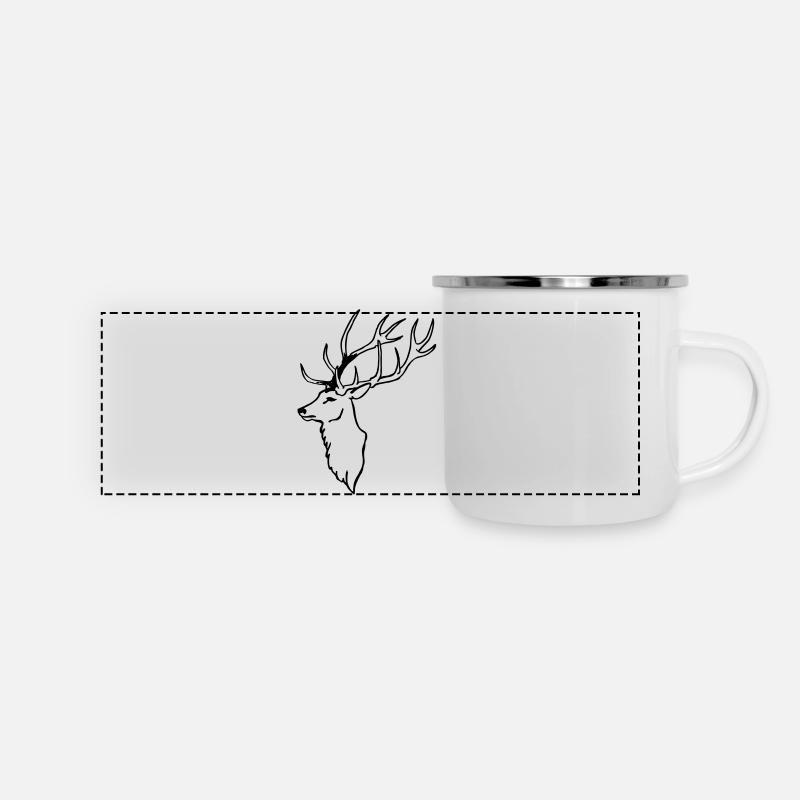 Cerf - Mug panoramique émaillé - blanc