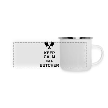 Metzger / Metzgerei / Metzgerin / Fleisch - Panorama Emaille-Tasse - Weiß - Vorne