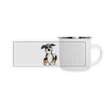 Kleiner Berner Sennenhund - Cartoon - Geschenk - Panorama Emaille-Tasse - Weiß - Vorne