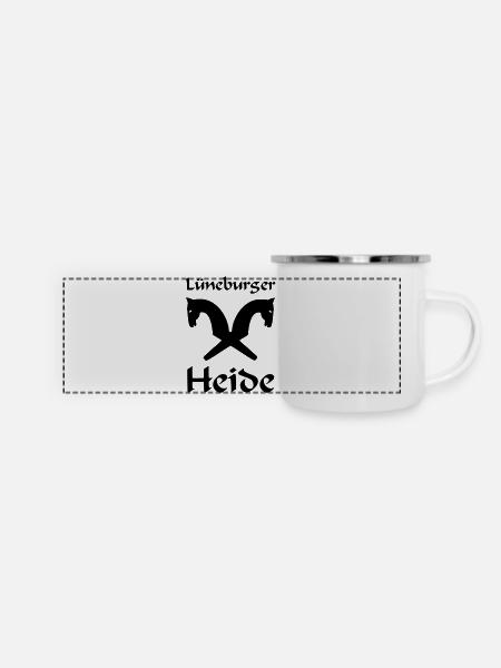 Lüneburger Heide Motiv - Panorama Emaille-Tasse - Weiß