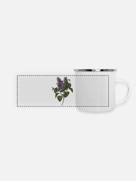 Flieder – lilac - Panorama Emaille-Tasse - Weiß