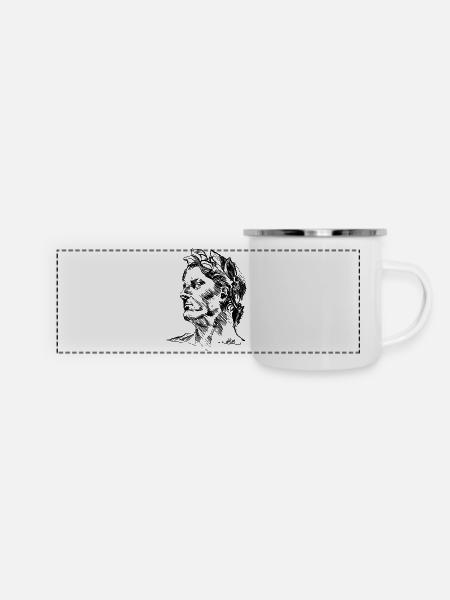 JULIUS DRAWING von Chris Detection - Panorama Emaille-Tasse - Weiß