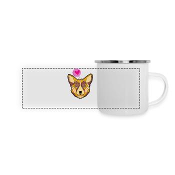 Geometric Dog with Heart - Panoramic Camper Mug - white - Front