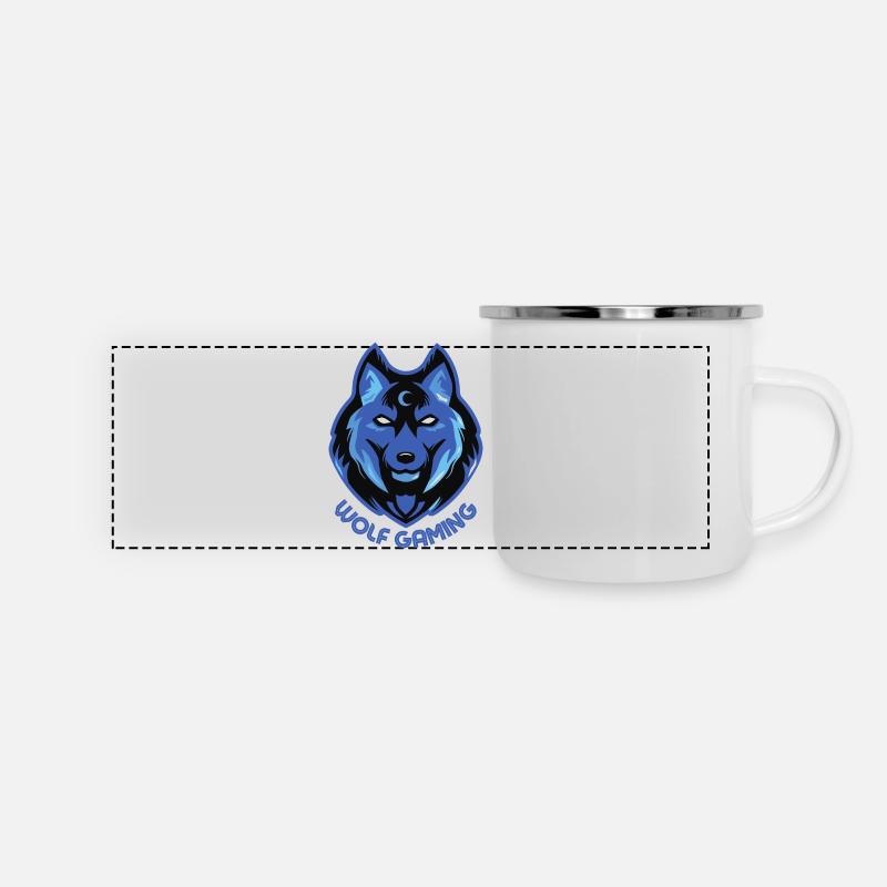 WOLF GAMING - Panorama Emaille-Tasse - Weiß