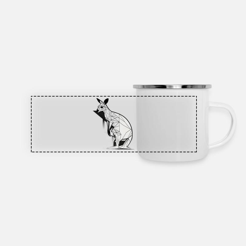 Känguru - Panorama Emaille-Tasse - Weiß