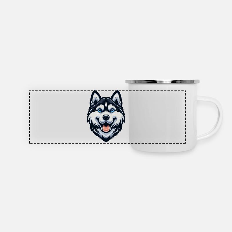 Cartoon Husky Head - Panoramic Camper Mug - white