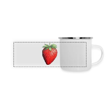Fraise simple - Mug panoramique émaillé - blanc - Devant