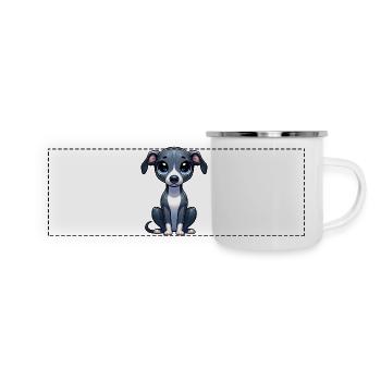 Digital illustration of cute Whippet - Panoramic Camper Mug - white - Front