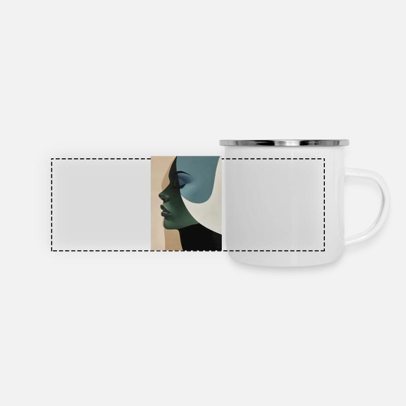 Affiche Portrait minimaliste 4 - Mug panoramique émaillé - blanc