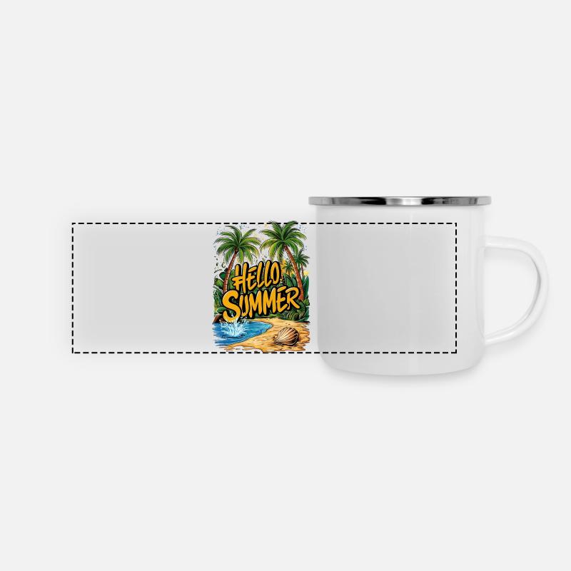 Summer tropical beach scene - Panoramic Camper Mug - white