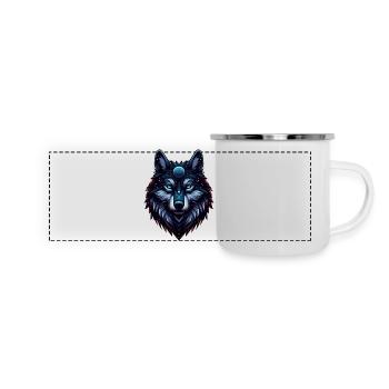 Kosmischer Wolf - Panorama Emaille-Tasse - Weiß - Vorne