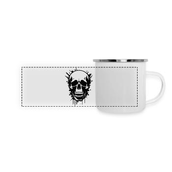 Totenkopf - Panorama Emaille-Tasse - Weiß - Vorne