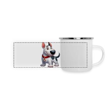 Bullterrier 4 - Panorama Emaille-Tasse - Weiß - Vorne