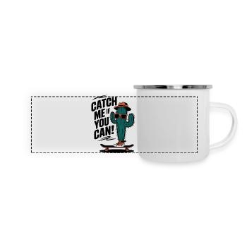 Attrapez-moi si vous le pouvez ! Cactus Skateboarder - Mug panoramique émaillé - blanc - Devant