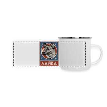 Sowjetischer Weltraumhund Laika - Panorama Emaille-Tasse - Weiß - Vorne