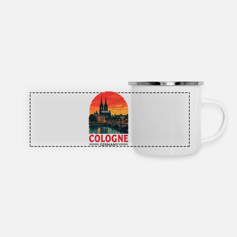 Cologne Germany – Cityscape Design - Panoramic Camper Mug - white