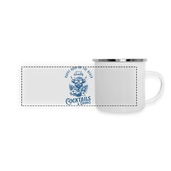 Happy Hour on the Beach – Tropical Vibes & Cocktai - Panorama Emaille-Tasse - Weiß - Vorne
