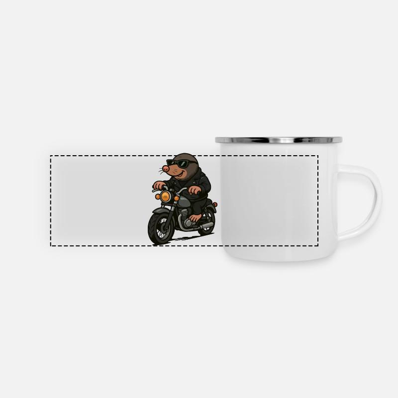 Mole Motorcycle - Panoramic Camper Mug - white