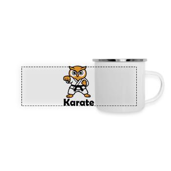 Karate Eule - Panorama Emaille-Tasse - Weiß - Vorne