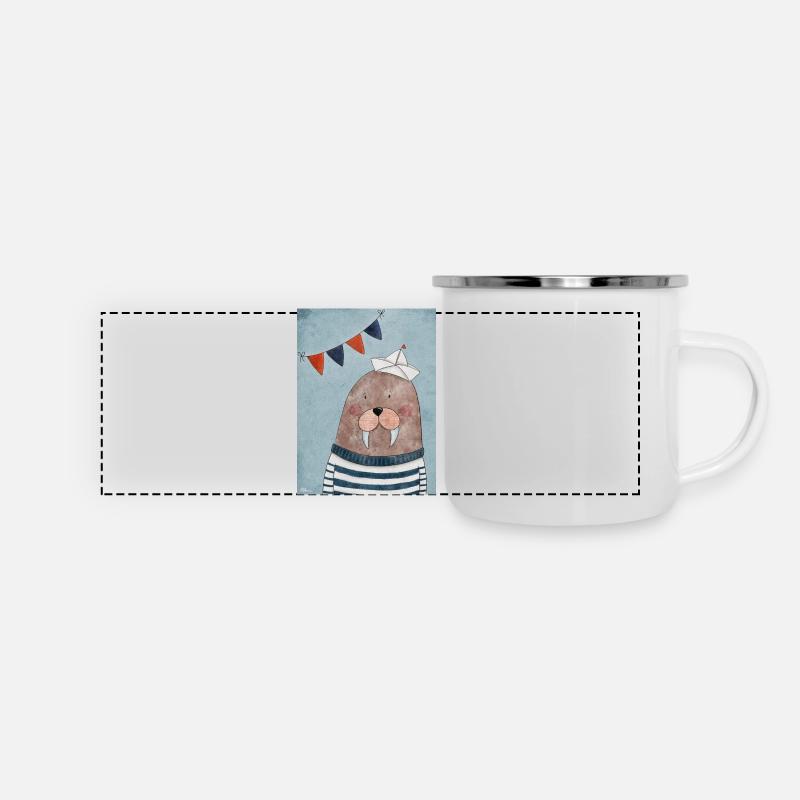 Maritime Walrus Captain - Panoramic Camper Mug - white