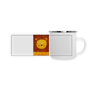 Strahlender Löwenfreund - Panorama Emaille-Tasse - Weiß - Vorne