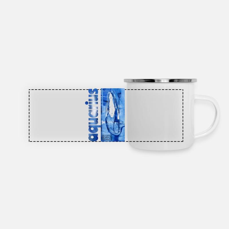 Signe du zodiaque Verseau - Mug panoramique émaillé - blanc