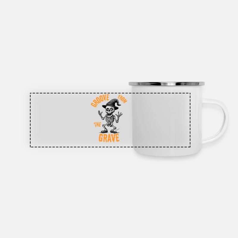 Halloween Dancing Skeleton – Fun Style - Panoramic Camper Mug - white