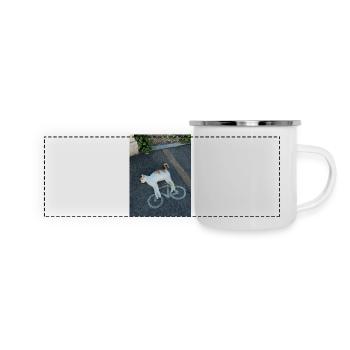Chat sur la piste cyclable - Mug panoramique émaillé - blanc - Devant