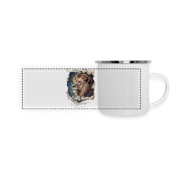 Löwe Bibelvers Christlich - Panorama Emaille-Tasse - Weiß - Vorne