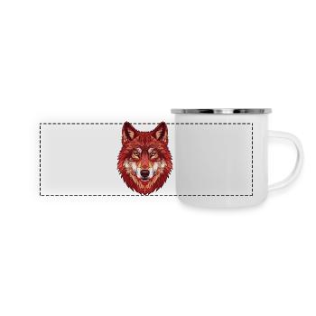 Geometrischer roter Wolf - Panorama Emaille-Tasse - Weiß - Vorne