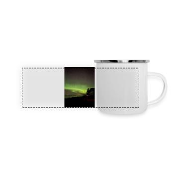Northern Lights on the beach at night - Panoramic Camper Mug - white - Front