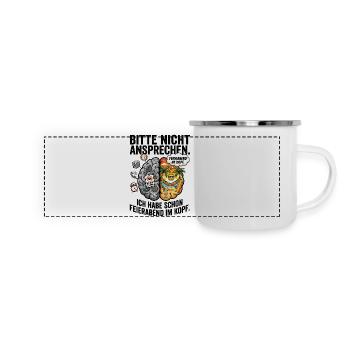 Feierabend Kopf-Konflikt - Panorama Emaille-Tasse - Weiß - Vorne