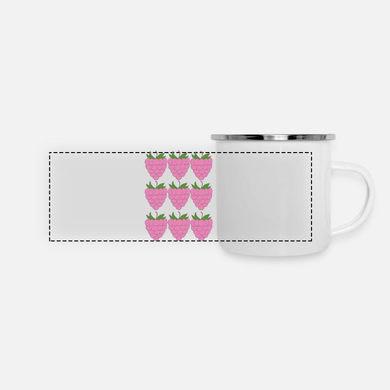 Raspberry Grid Pattern - Panoramic Camper Mug - white