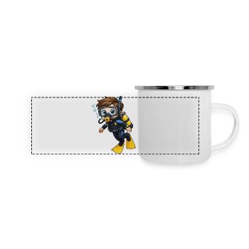 Diver Kid Cartoon Diving Ocean Motif - Panoramic Camper Mug - white - Front